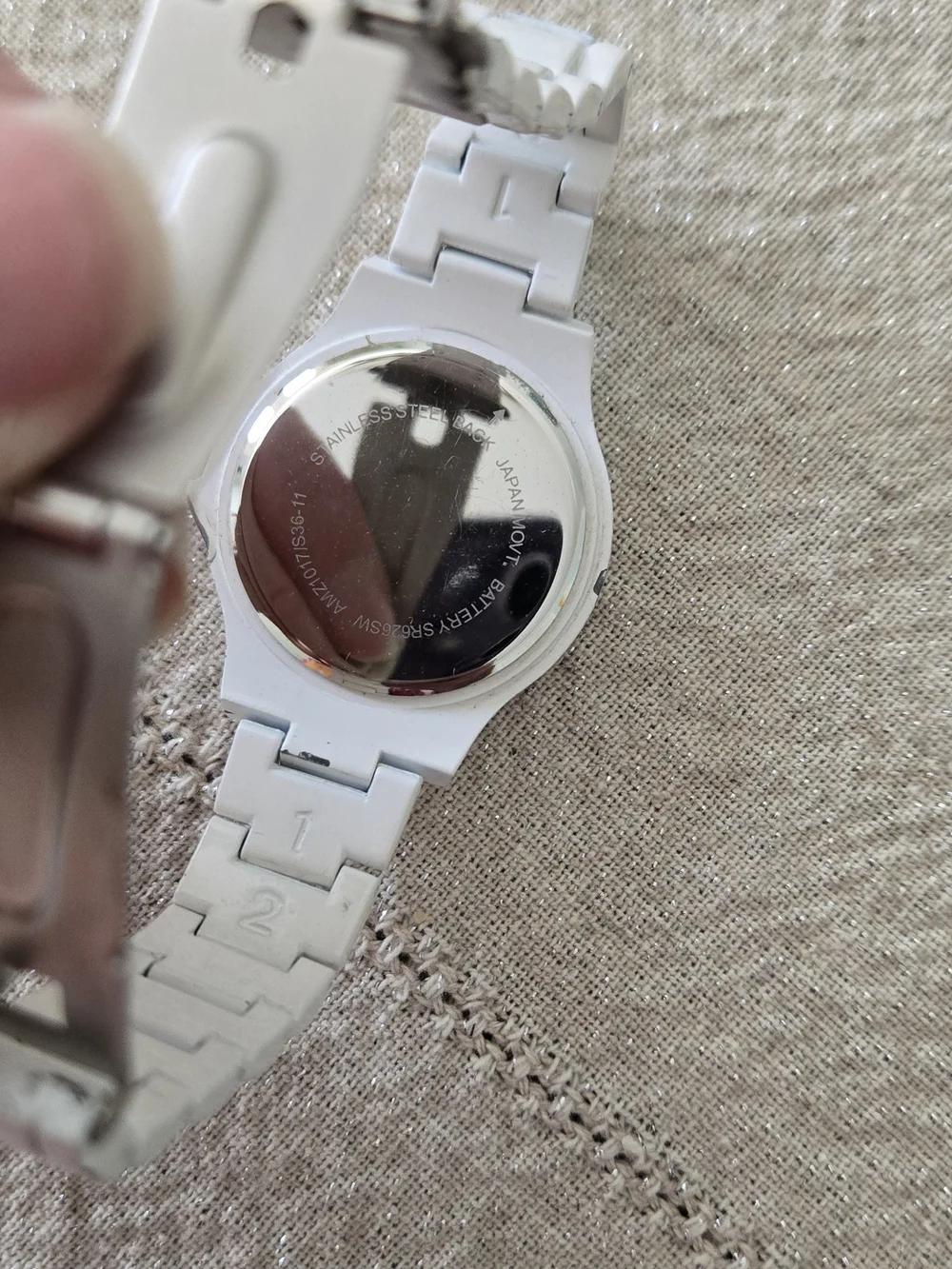 Geneva Women's White Crystal Accent Ceramic Link Watch